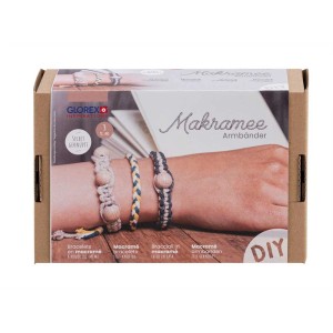 Glorex Set creativo braccialetti macramè: Set completo con filato e perline per 3 braccialetti.