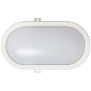 Applique murale LED ovale Worklight, 12W, blanche, résistante aux éclaboussures pour l'extérieur.
