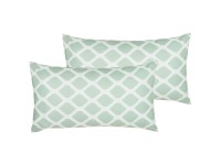 Beliani Gartenkissen Kalamos geometrisches Muster Mintgrün 40 x 70 cm 2 Stk.