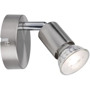 Faretto in metallo, nichel opaco, con attacco GU10 e lampadina.