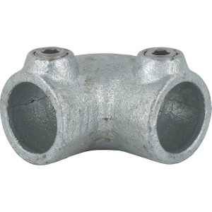 Angolo a 90° zincato argento per tubo in acciaio, Ø 2,7 cm, per la costruzione di mobili e scaffali.