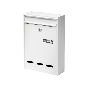Boîte aux lettres blanche en acier Burg Wächter Pocket 5871, adaptée aux enveloppes DIN B5.