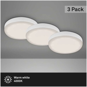 3er Set Briloner LED-Einbauleuchten Plat Weiss, 4000K, 3W. Runde, rahmenlose Deckenleuchten.