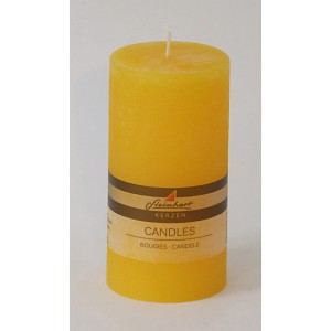 Bougie pilier jaune Steinhart Raureif, Ø 7,8 cm, hauteur 15 cm.