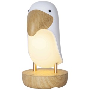 Luce notturna LED a forma di tucano bianco con luce bianca calda e controllo touch.