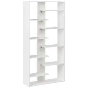 Bibliothèque Beliani Fontas blanche avec 8 étagères ouvertes asymétriques pour rangement, 180 cm.