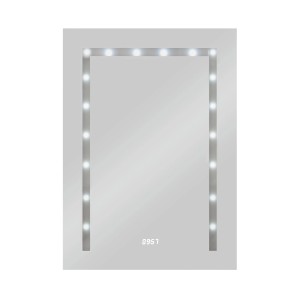 Specchio luminoso rettangolare Timelight a forma di cristallo 50x70 cm con illuminazione a LED.