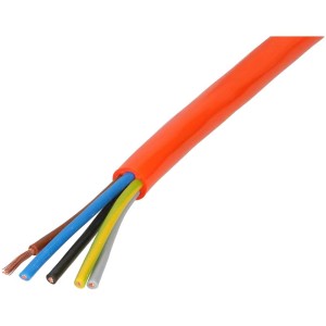 Cavo arancione EPR/PUR H07BQ-F 5 x 1,5 mm², lunghezza 10 m, con fili esposti.