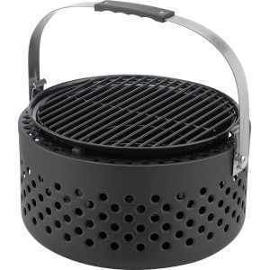 Barbecue à charbon compact à faible dégagement de fumée avec poignée et grille, incl. planche à découper en bambou.