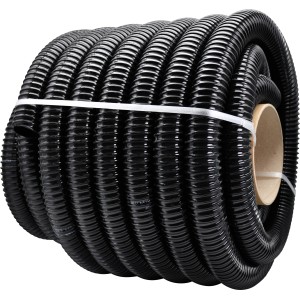Tubo per laghetto Fitt nero (Ø 40 mm) arrotolato per laghetti da giardino.