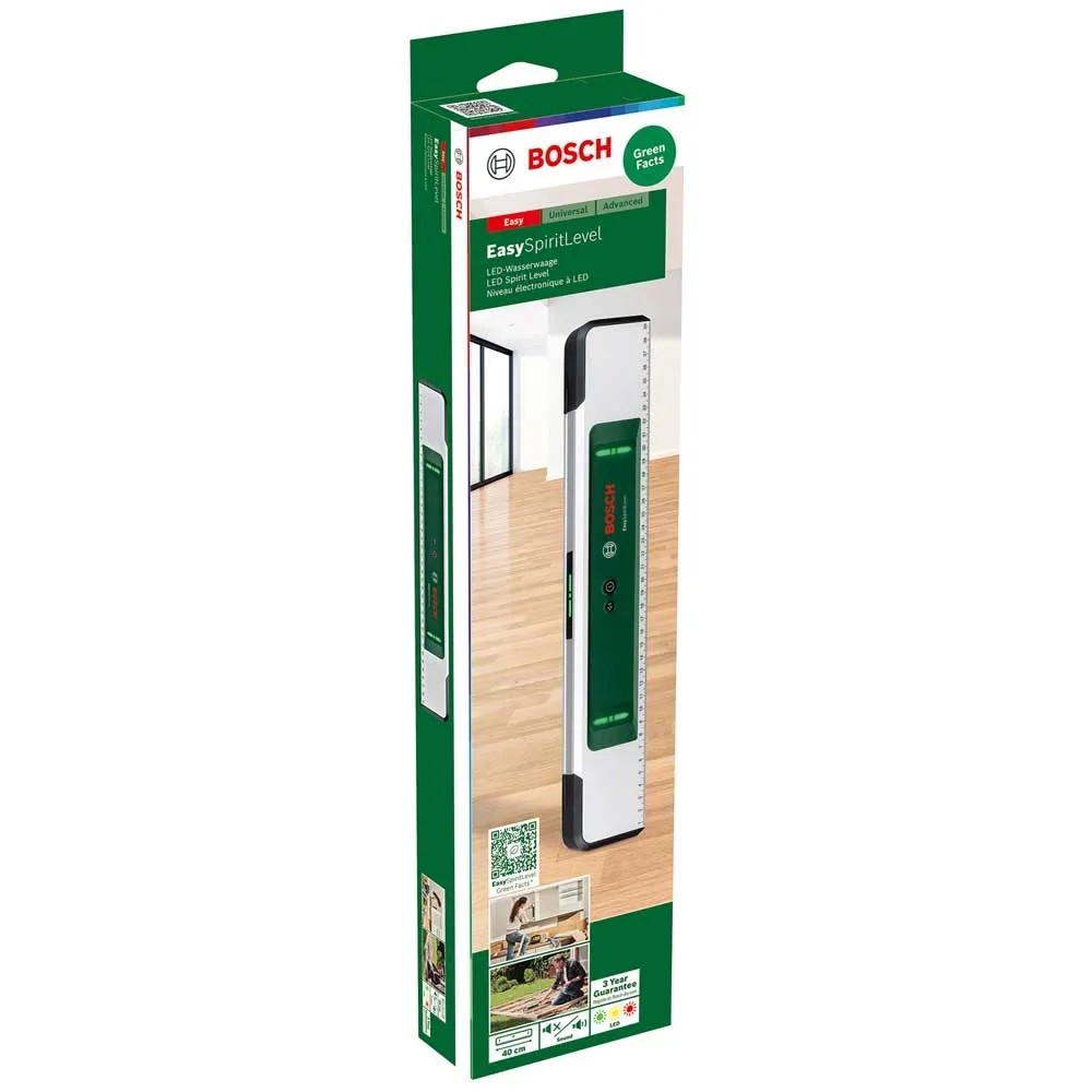 Bosch Wasserwaage EasySpiritLevel (intuitives LED-Konzept, Tonunterstützung, Neigungen Bis Zu