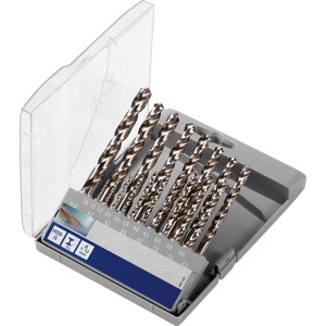Set di punte da trapano LUX HSS-G, 19 pezzi in custodia grigia. Punte per metallo per acciaio e metallo.