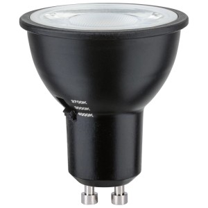 Paulmann LED-Reflektor GU10 matt Schwarz mit DipSwitch für wählbare Lichtfarben 2700K, 3000K, 4000K.