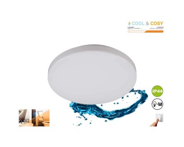 Brilo Plafonnier LED salle de bain Malbona Chrome blanc 18 W