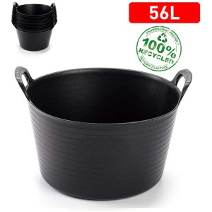 Panier de transport Flexitube noir, 56 l, en plastique recyclé avec poignées.