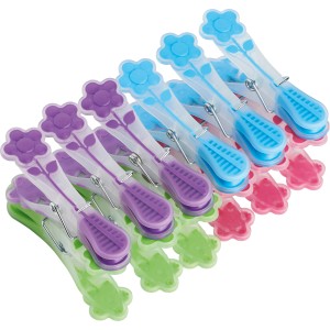 Molle per bucato Softgrip, set da 12 pezzi in rosa, viola, blu e verde, per appendere delicatamente il bucato.