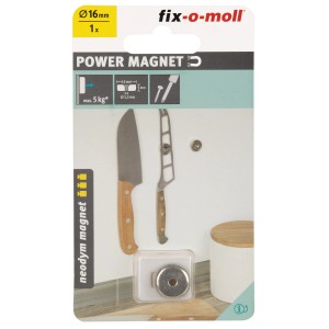 Magnete a vaso in neodimio Fix-o-moll, 5x16x3,5mm, argento, con foro svasato. Magnete potente per utensili e coltelli.