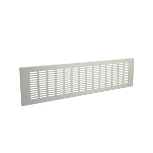 Grille d'aération Marley en aluminium avec perforations oblongues, 400x100mm, pour une ventilation optimale.