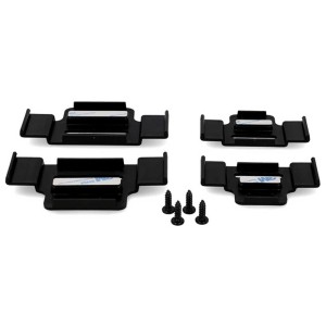 Klixx portatarga nero, senza cornice, con materiale di montaggio per esterni.