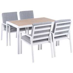 Beliani Set meubles jardin Visso 4 places aluminium gris-blanc