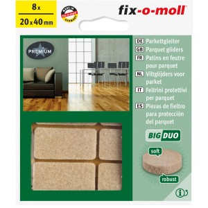 Big Duo feltri per parquet, 8 protezioni autoadesive 20x40mm per mobili.