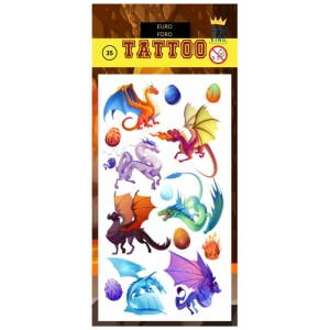 Hauttattoos mit Drachenmotiven in verschiedenen Farben und Designs als Wandtattoos.