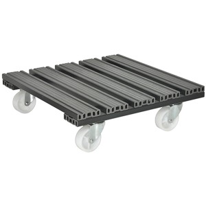 Wagner sottovaso con rotelle in WPC antracite, base quadrata con 4 ruote, 38,5x38,5 cm.