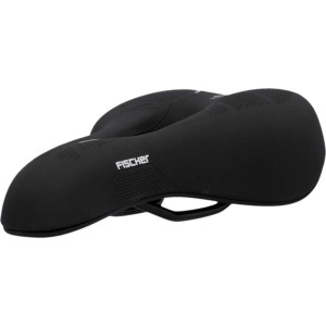 Sella da bici Trekking Fischer nera con memory foam per un elevato comfort.