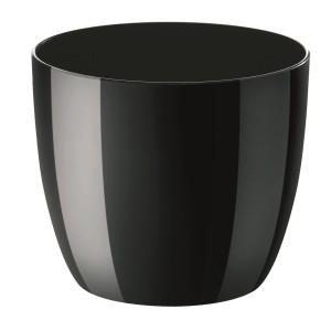 Pot de fleurs en plastique noir brillant Milano Ø 30 cm avec roulettes pour la culture hydroponique.