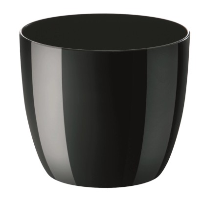 Kunststoffübertopf Milano Ø 30 cm mit Räder glänzend Schwarz