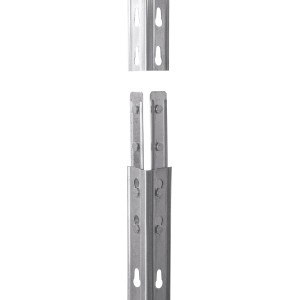 Dettaglio del sistema ad incastro per scaffale per carichi pesanti Rivet, zincato.