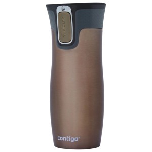 Contigo Thermobecher West Loop, acciaio inox, marrone, 470 ml. Tazza termica da viaggio a prova di perdite.