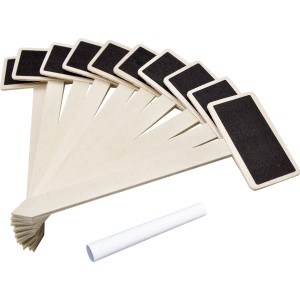 Lot de 10 étiquettes de plantes en bois avec tableau noir et craie pour écrire.