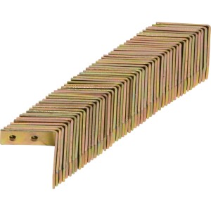 50 staffe angolari per sedia zincate gialle 40x40x15 mm per costruzioni in legno.