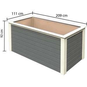 Aiuola rialzata Karibu, 209x111cm, grigio terra, in abete nordico con film plastico.