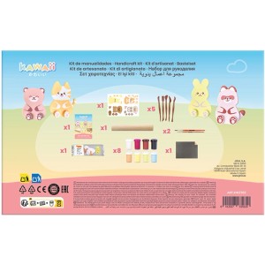 Jovi DIY Kawaii Bastel-Set mit lufttrocknender Modelliermasse, Farben, Pinseln und Vorlagen für niedliche Tierfiguren.