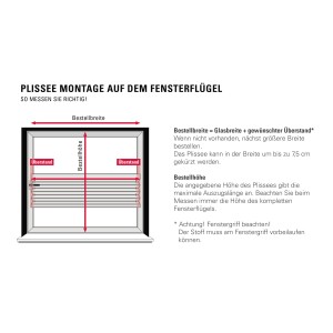 Instructions : Montage du store plissé Gardinia Concept sur le vantail de la fenêtre. Comment mesurer correctement.