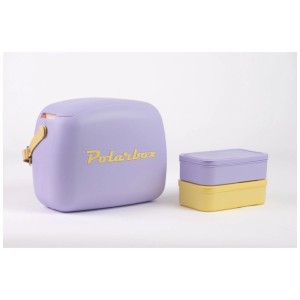 Polarbox Kühlbox 6 l Lila mit 2 Frischhaltedosen, Vintage Design.