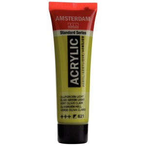 Tube de peinture acrylique Amsterdam Standard Series, vert olive clair, 20 ml.