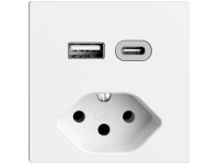 Feller Kleinkombi EdizioDue USB-A und USB-C / Typ13 Weiss