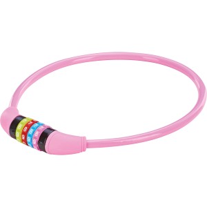 Lucchetto a combinazione per bambini Prophete rosa, lunghezza 650 mm, spessore 10 mm, per biciclette.