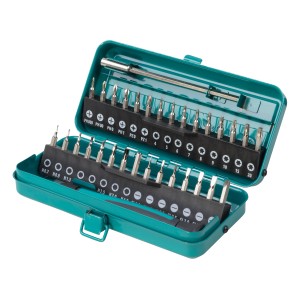 Wolfcraft Bit-Box Micro, set da 32 pezzi con inserti, cacciavite e prolunga in custodia metallica.