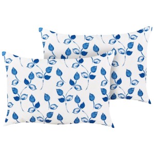 Beliani Cuscini giardino Torbora in poliestere bianco e blu 40 x 60 cm / set 2