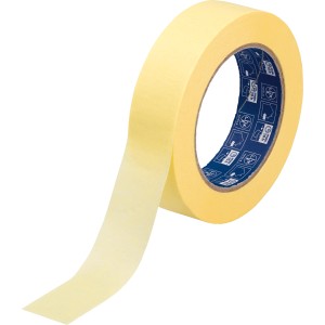 Gelbes LUX Flachkrepp Klebeband, 50 m x 30 mm, auf Rolle. Ideal zum Abkleben für Farbarbeiten.