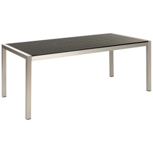 Beliani Gartentisch Vernio, 180x90 cm, Aluminium/Kunstholz, schwarz/silber. Moderner Esstisch für Garten und Terrasse.