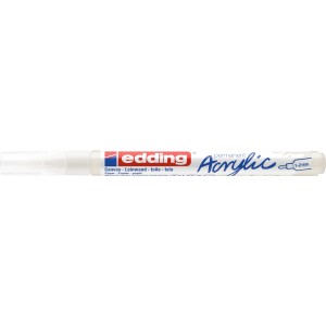 Marqueur acrylique Edding 5300, pointe fine, blanc signalisation. Largeur de trait 1-2 mm.