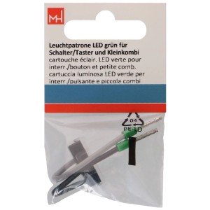 Cartouche d'éclairage LED verte pour interrupteurs, boutons et petite combinaison sous blister.