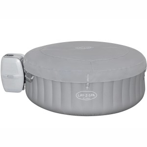 Spa gonflable gris Bestway Lay-Z-Spa St. Lucia AirJet avec couverture et pompe.