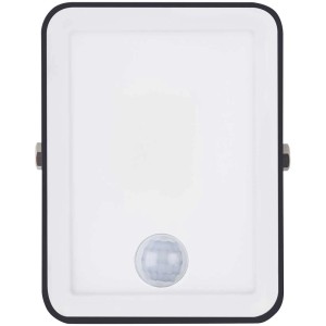 Schwarzer Ledvance LED-Außenstrahler mit Sensor, 10W, Warmweiß, 750lm.