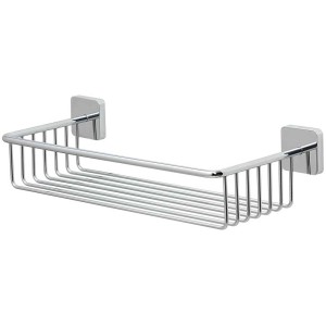 Panier de douche Tiger Onu en acier inoxydable avec finition chromée. Étagère de douche intemporelle pour montage mural.